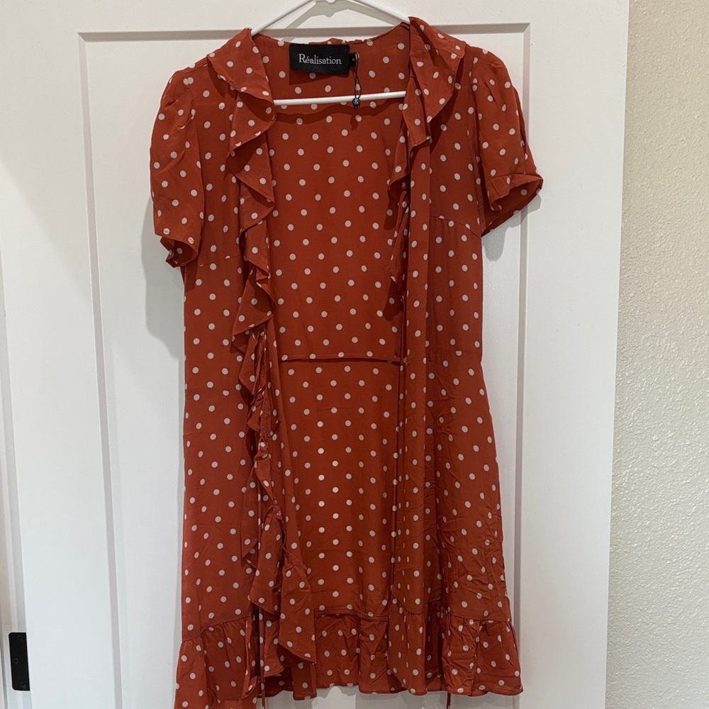 Realisation Par Terracotta Polka Dot Mini Dress